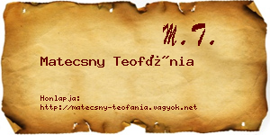 Matecsny Teofánia névjegykártya